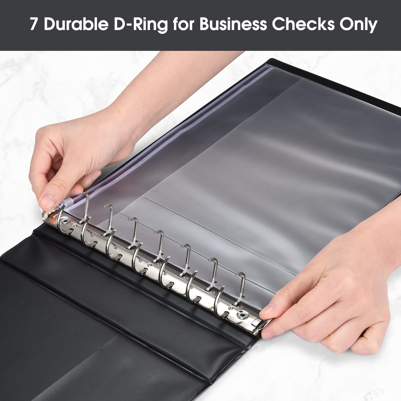 7 Ring Business Check Book Binder, 600 Checks Capacity for 9" X 13" Sheets, PU L