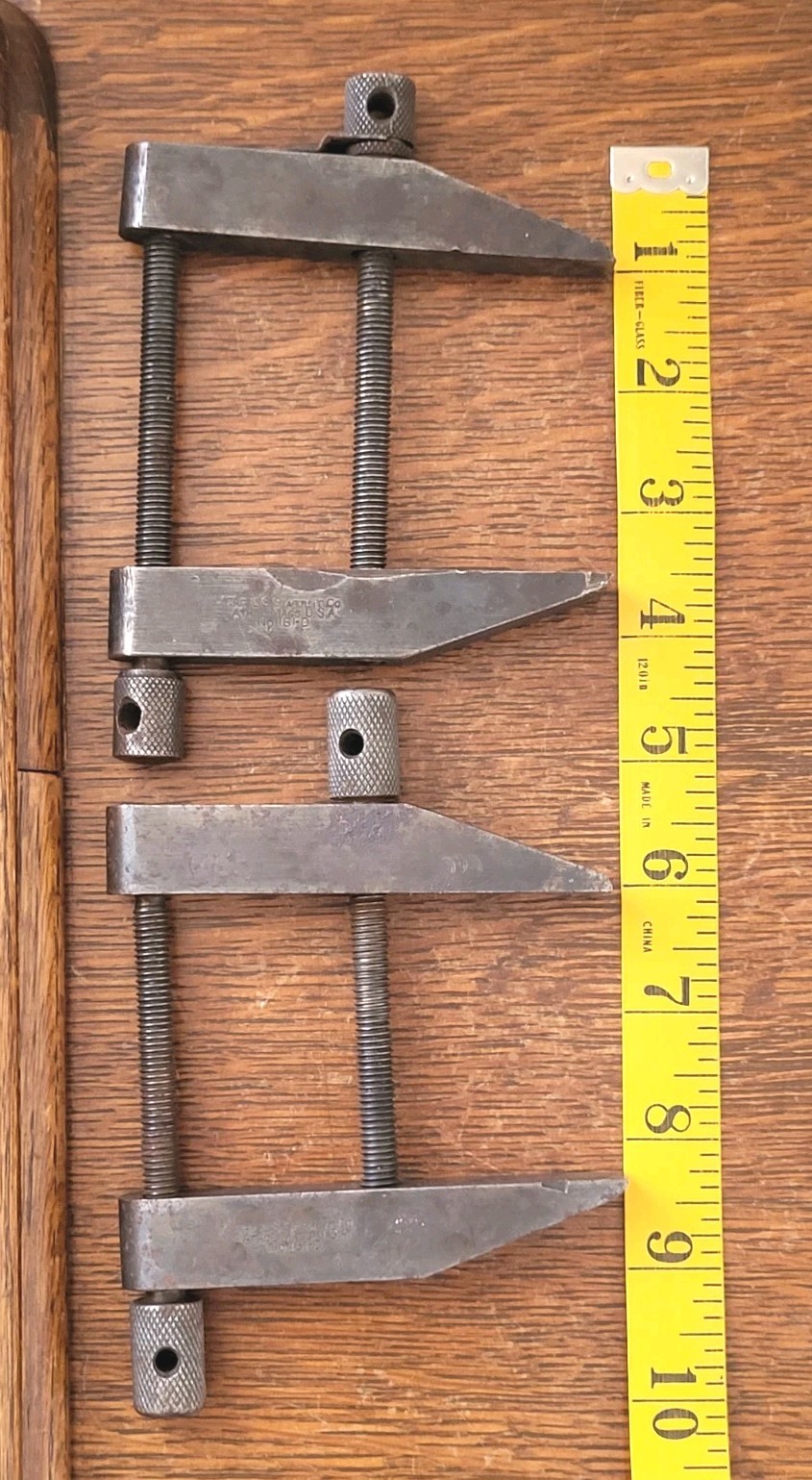 (2) Vintage L. S. Starrett No. 161-D Parallel Clamps 4" Machinist Tools USA