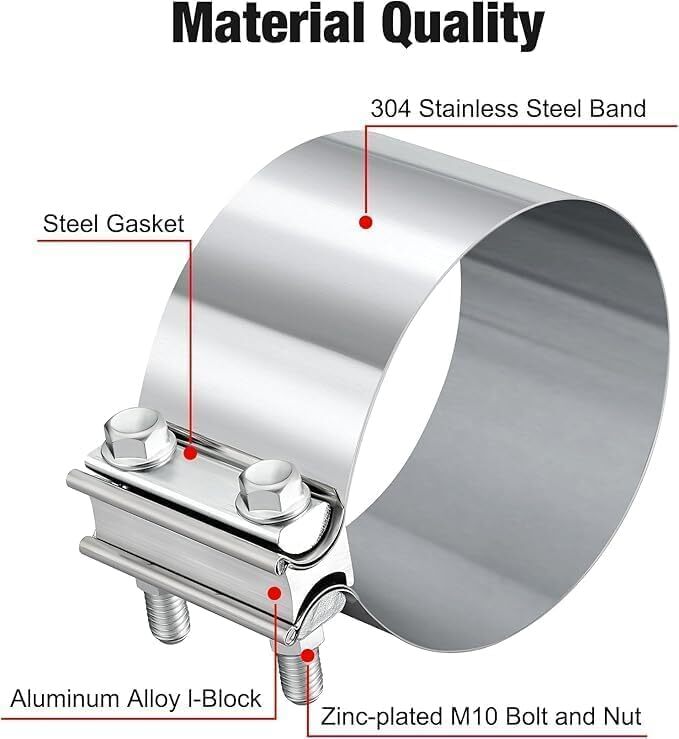 4Pack 5" inch Stainless Steel 304 Lap Joint Clamp Heavy Duty Exhaust Band Clamp