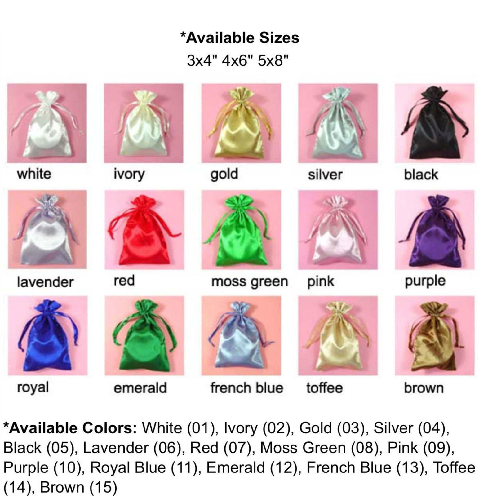 3x4" PREMIUM QUALITY SATIN POUCH-30/pk, Wedding Party Favor Gift Candy Bag.
