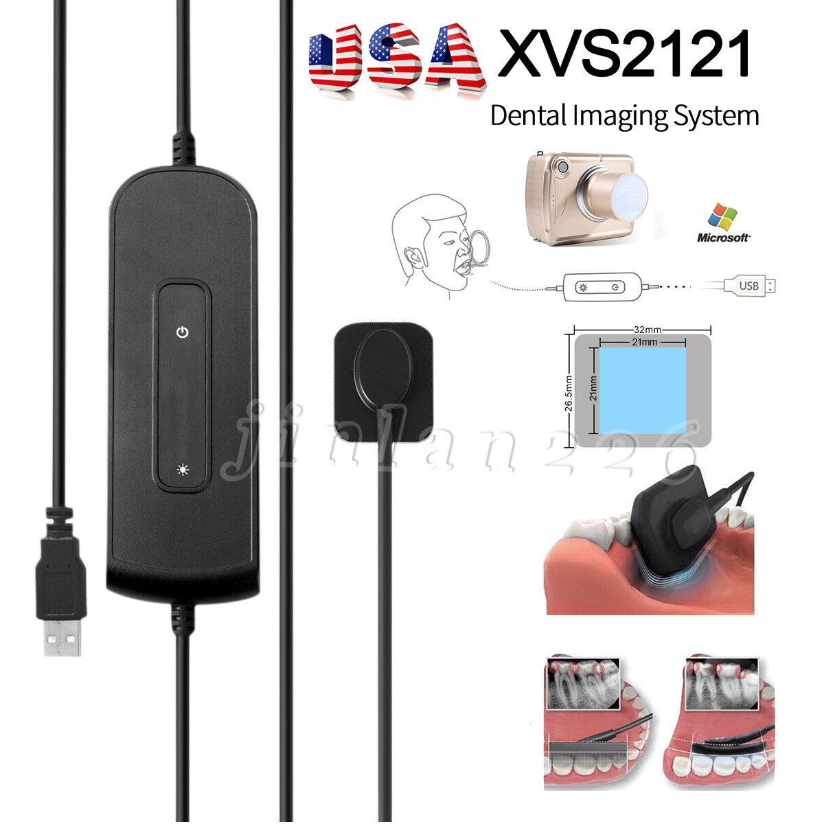 Dental Rayos X RVG Ray Sensor USB Digital Intraoral Imaging System Size 1.0