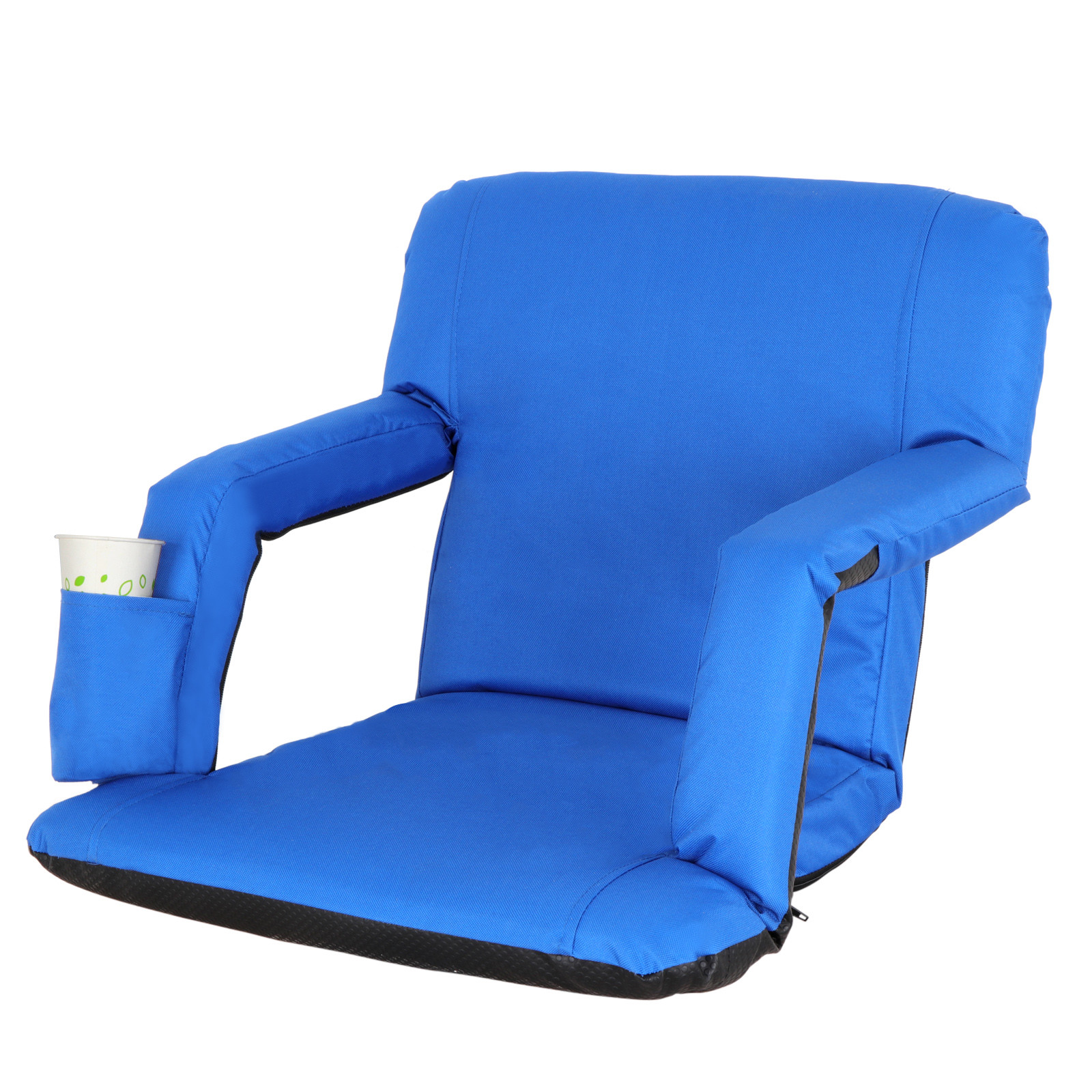 Portable 2 Pieces Stadium Seat Chairs Gym Reclining 5 Adjustable Positions Blue