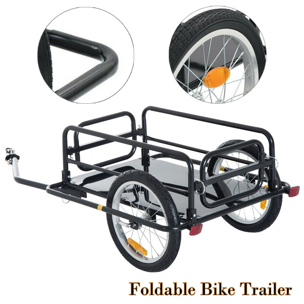 Large Bicycle Bike Cargo Trailer Foldable 110lbs Max Load Steel Carrier For Shop