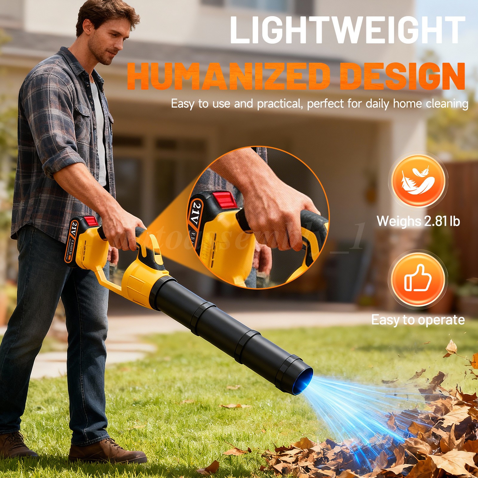 Cordless Leaf Blower 680CFM/280MPH & 2 Speed Levels Electric w/3 Batteries 6.0Ah