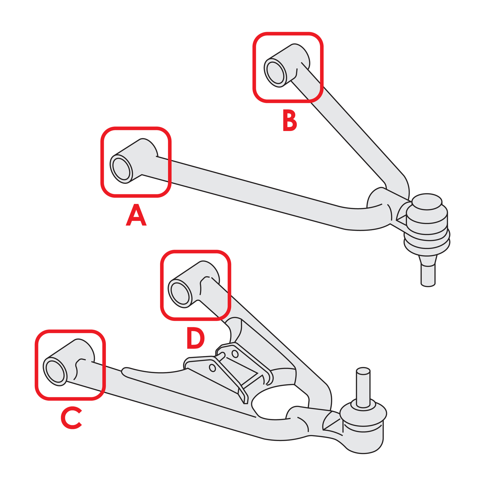 Front Upper & Lower A-Arm Bushing Kit For Honda Sportrax 300 TRX300EX 93-04 L/R
