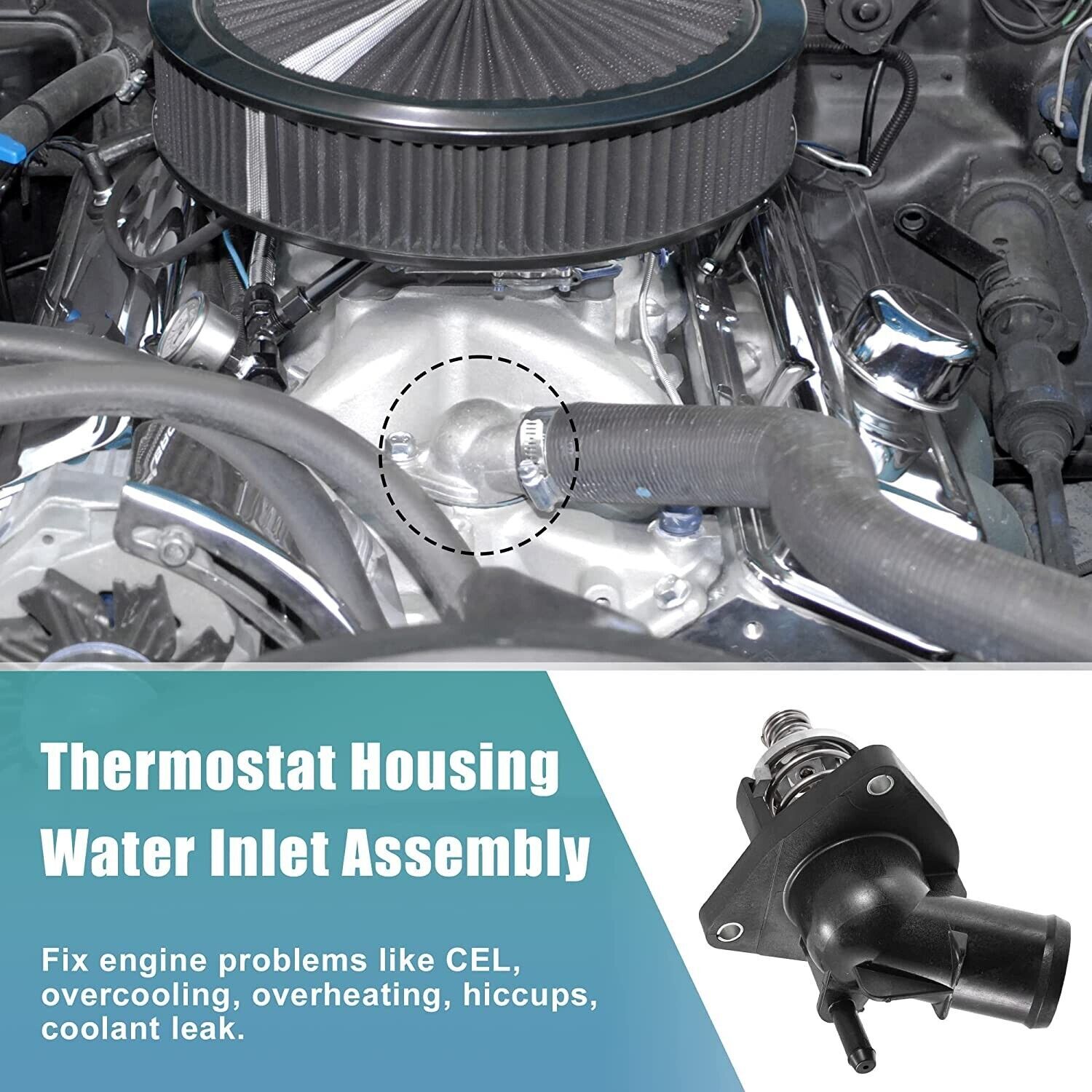 Water Pump Outlet W/ Thermostat For 14-19 Chevy Silverado Sierra 4.3L 5.3L 6.2L