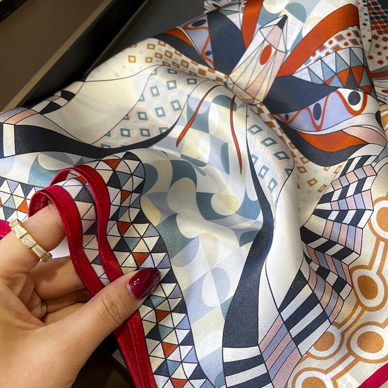 100% Mulberry Silk 27" Square Scarf Women Fashion Blue Neckerchief Wrap Bandana