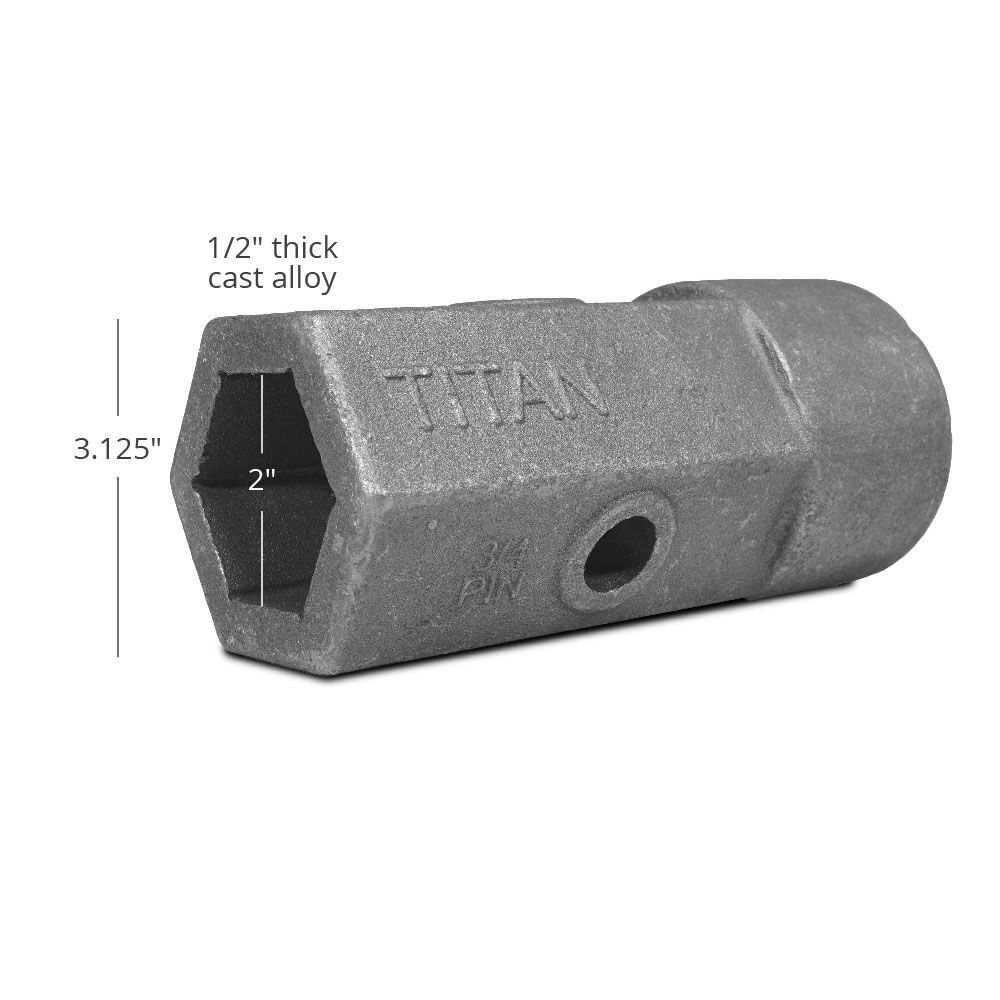 Titan Attachments Auger Bit Repair Hub 2" Female Hex 5/8 and 3/4