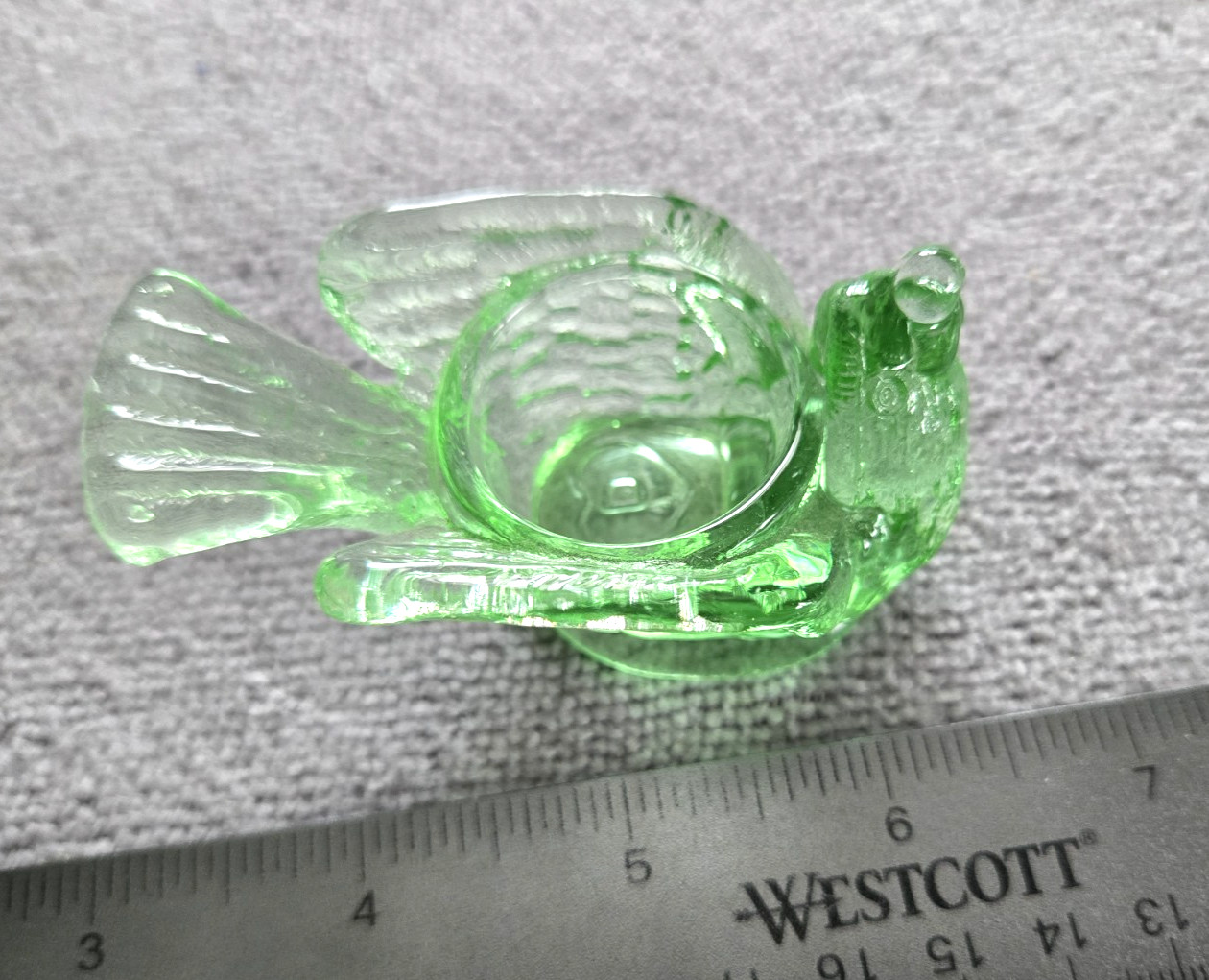 DEGENHART GLASS Vintage Bird Open Salt Cellar Dip Green w/ Marking