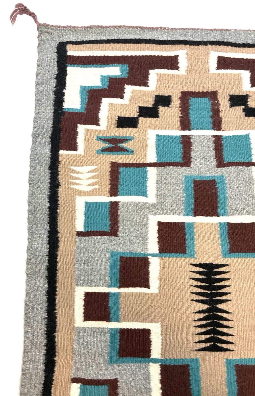 ‼️ANTIQUE NAVAJO Weaving Rug AUTHENTIC NATIVE AMERICAN w/ Hanger EXCELLENT 38x23