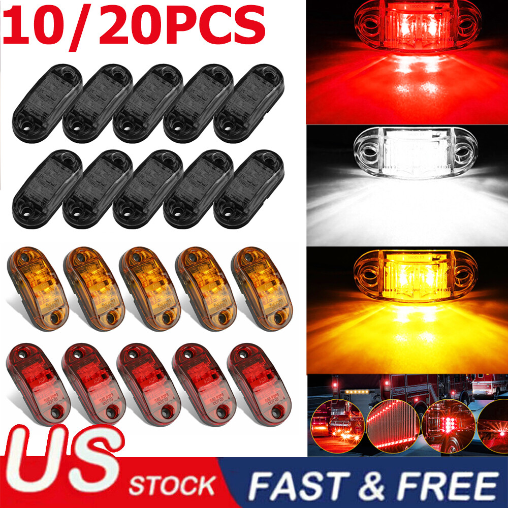 10x LED Side Marker Amber Red Lights Clearance Light Truck Trailer RV Waterproof