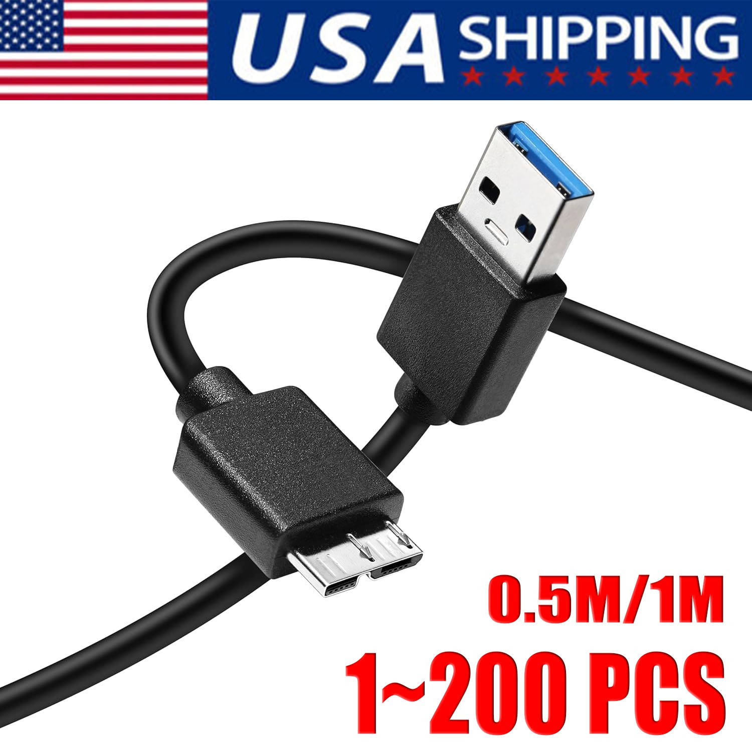 Micro USB 3.0 Cable High Speed Data SYNC For HDD External Hard Drive LOT