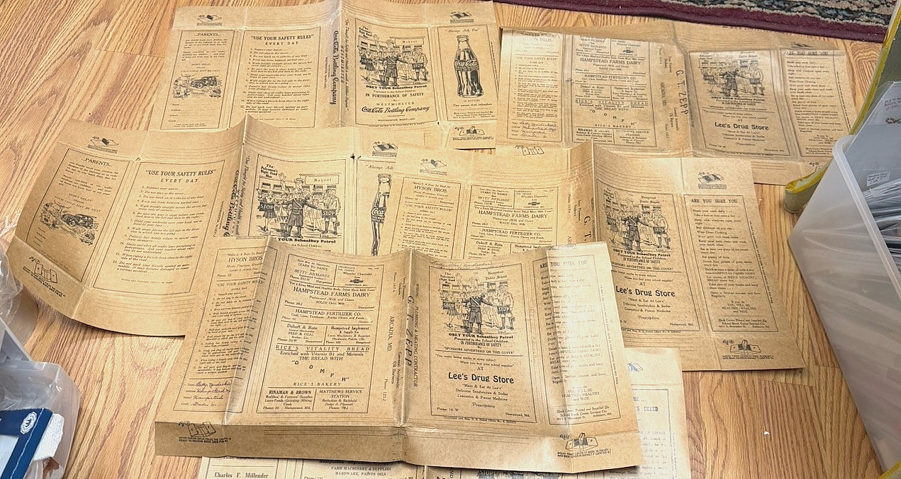 OLD LEES DRUG STORE WESTMINSTER MARYLAND COCA COLA BORDENS SCHOOL BOOK COVER LOT
