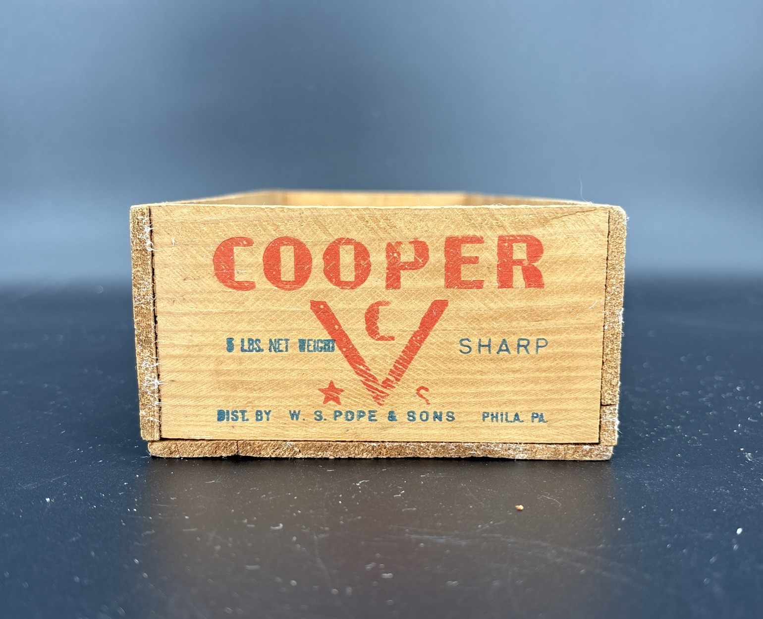 Vintage Cooper Sharp Cheese Box Pope & Sons Phila Pa. Wooden Advertising