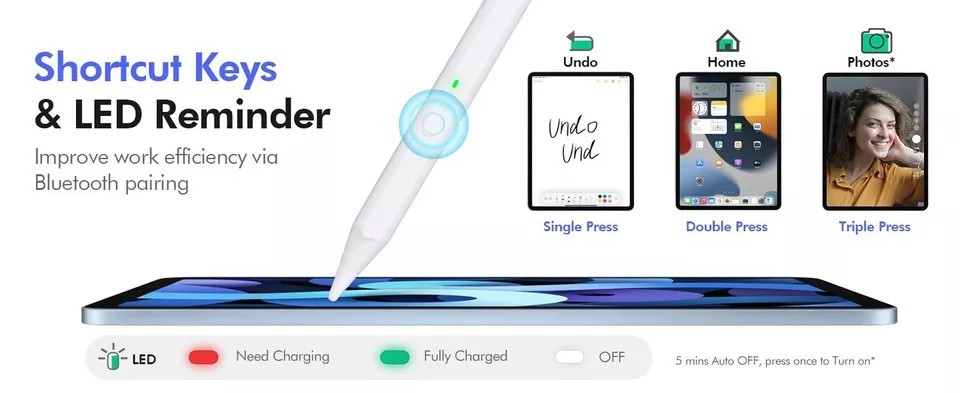 New iPad Pencil for iPad/iPad Air/iPad Mini/iPad Pro | Multi-Shortcuts | PS1 Pro