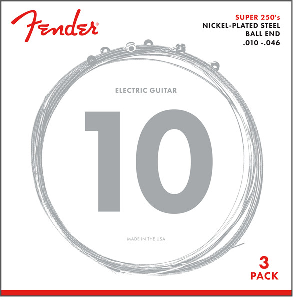 3-PACK Fender Super 250R NPS Electric Guitar Strings Set - REGULAR 10-46 GUAGE