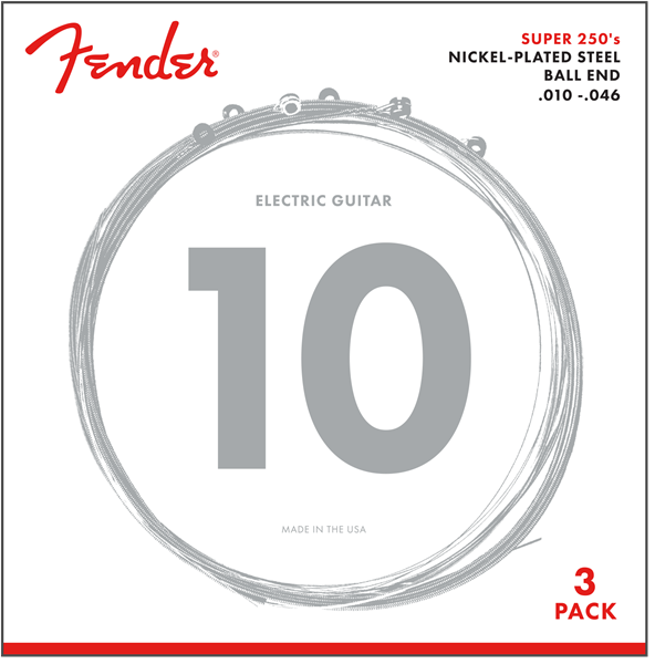 3-PACK Fender Super 250R NPS Electric Guitar Strings Set - REGULAR 10-46 GUAGE