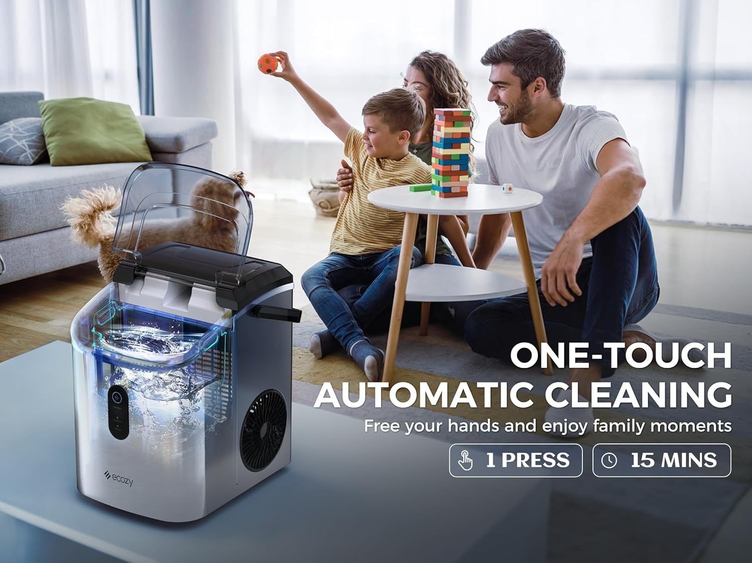 Nugget Ice Maker 33 lbs/24H Crushed Pellet Ice Cubes Ice Machine for Kitchen/Bar