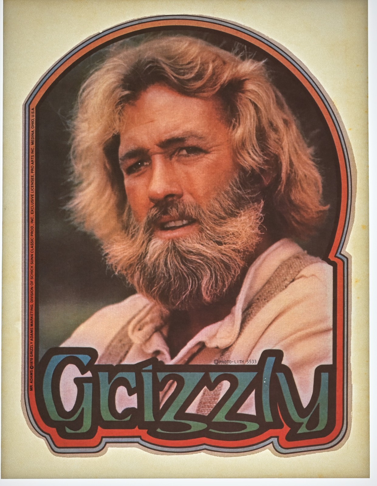 Original VINTAGE 1970s Heat Transfer | Grizzly Adams
