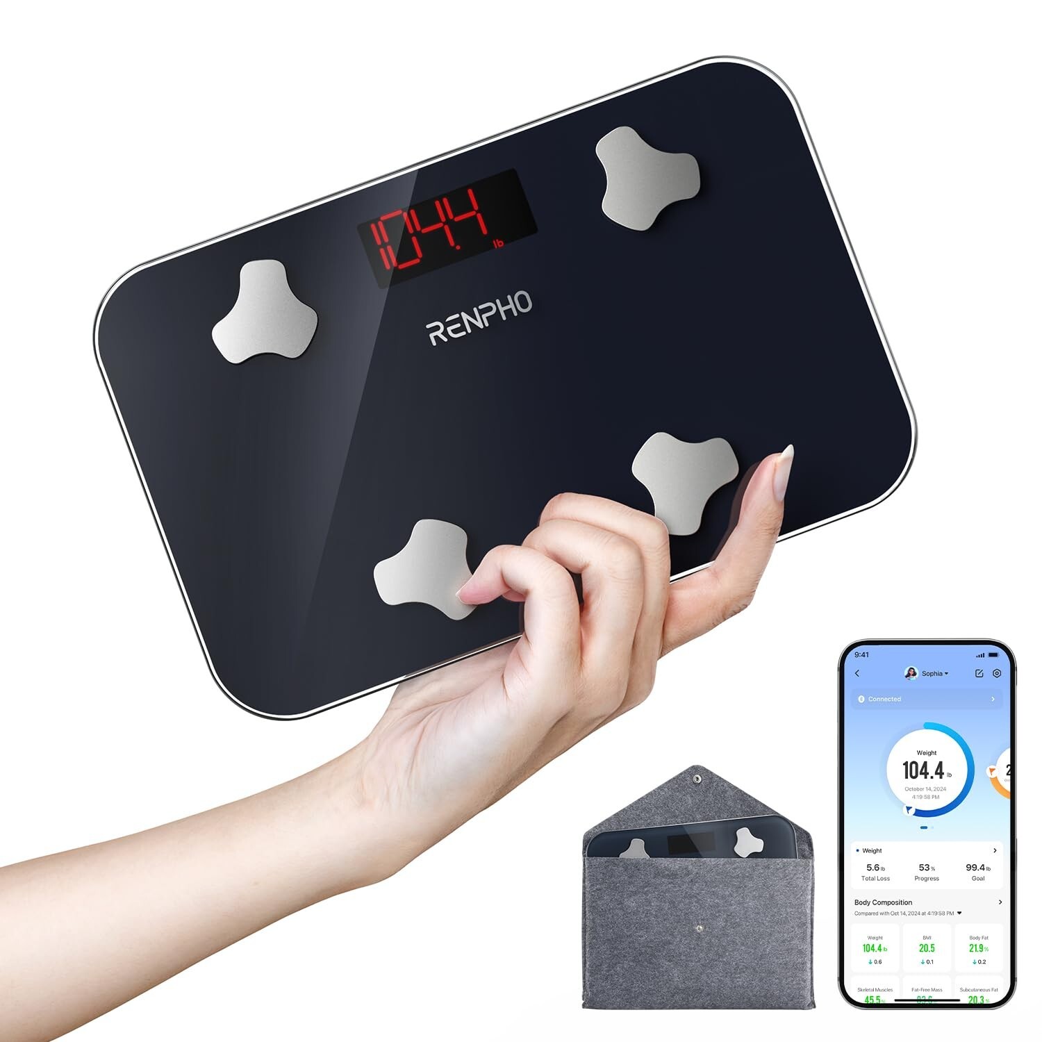 RENPHO Travel Scale for Body Weight, Mini Bathroom Scale for Body Fat Portable