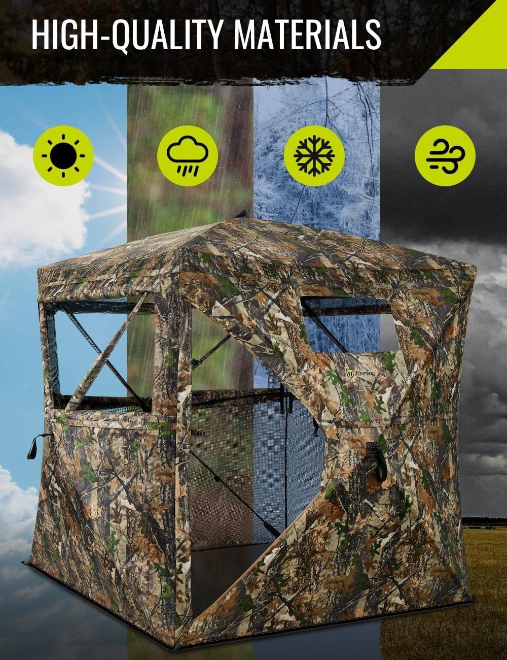TIDEWE Hunting Blind 270°See Through with Carrying Bag, Pop Up Ground Blinds,2 P