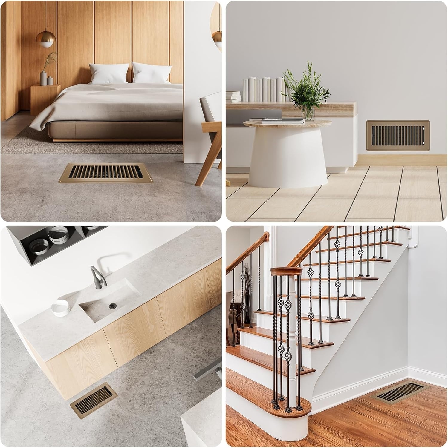 Floor Register 4x10, 6 Pack Floor Vent Covers for Home Floor Heavy Duty Steel