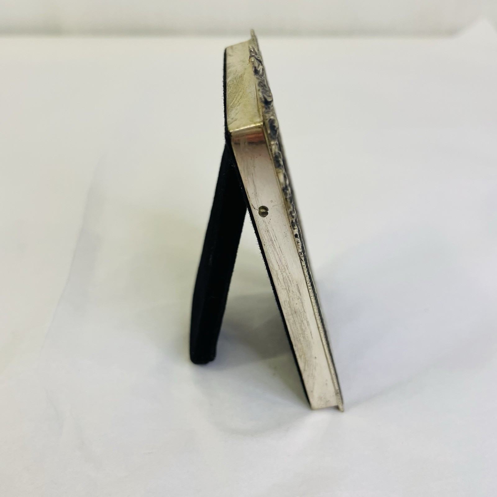 Antique German 800 Silver Small Picture Frame Reeded Edge with Floral Detail