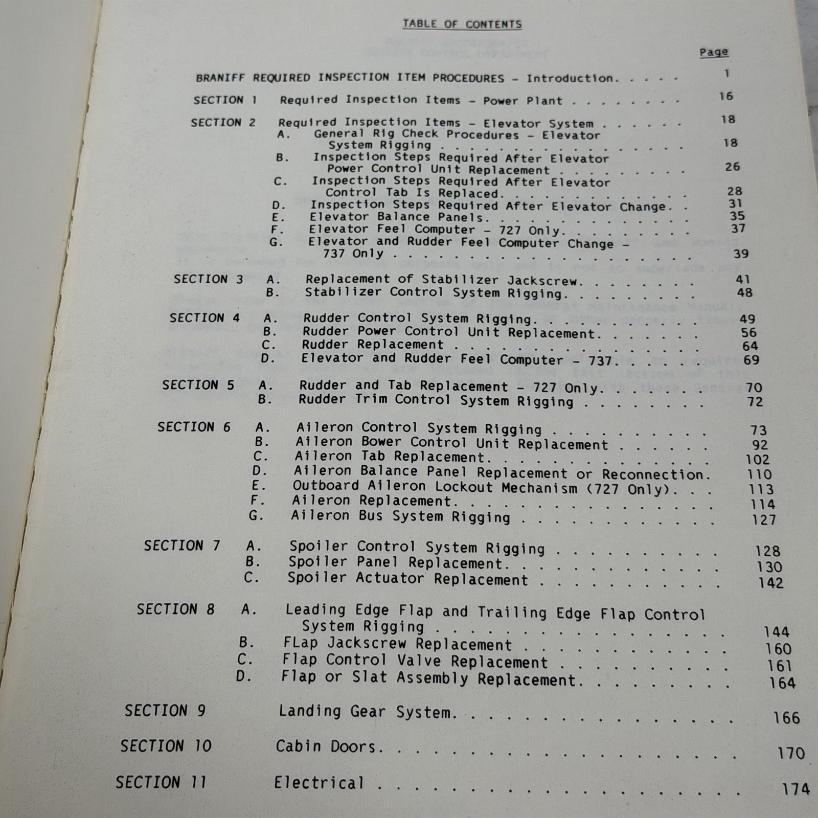 Braniff Required Inspection Items Training Manual w/ Blank Inspection Form