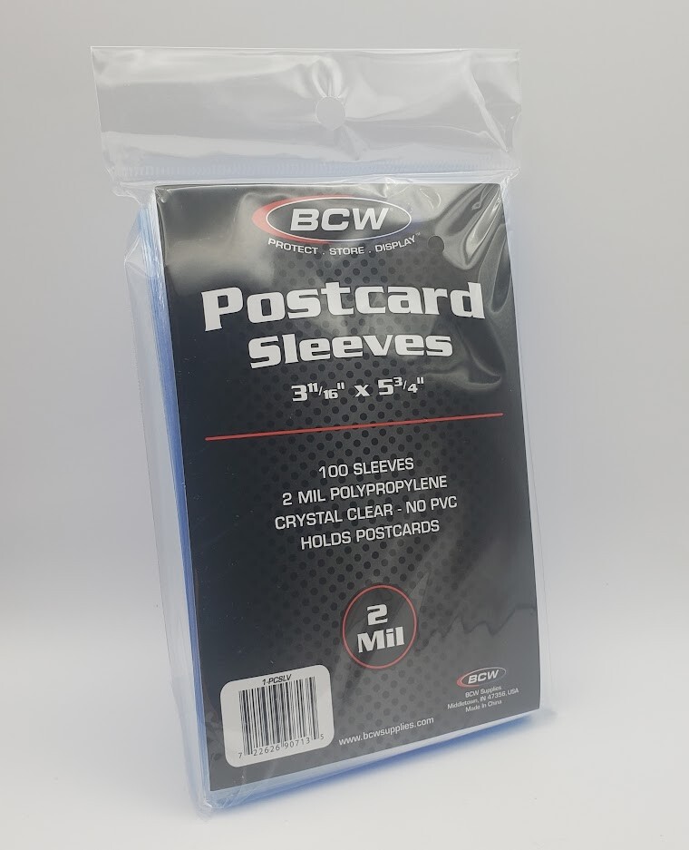 (Pack of 100) BCW Standard Size Postcard Sleeves Archival Quality No PVC 2 Mil