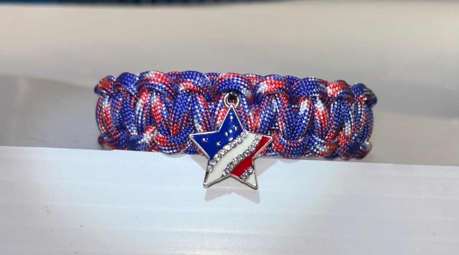 American Paracord Veteran Made Red White Blue Bracelet