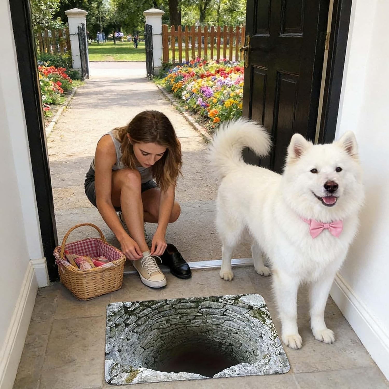 3D Optical Illusion Endless Abyss Non Slip Door Floor Mat Washable Deep Well