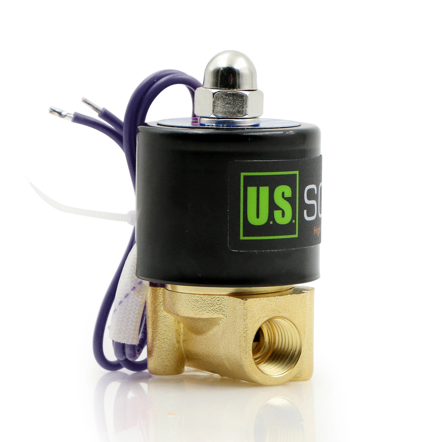 U.S. Solid Electric Solenoid Valve 1/4 inch Brass 12V DC