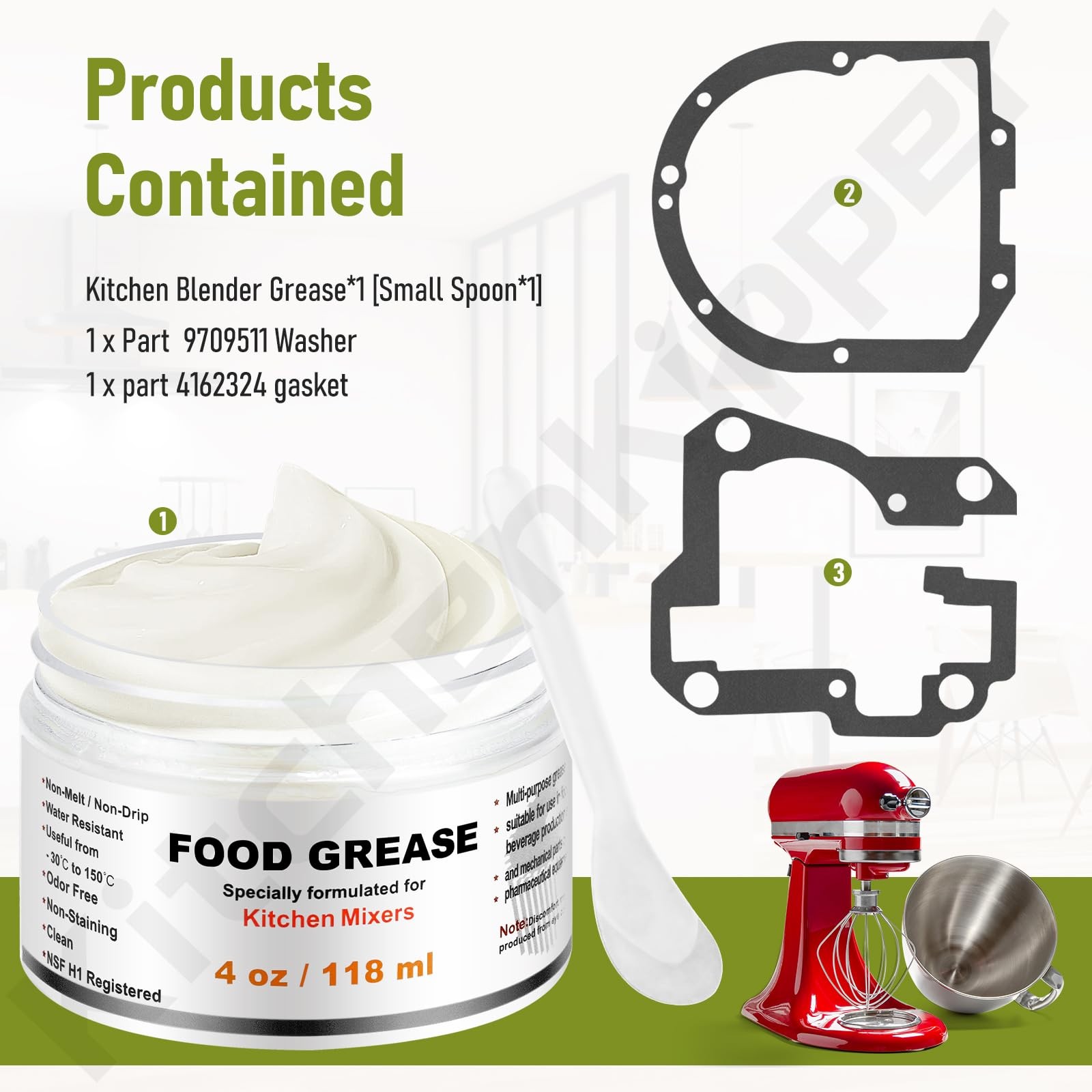 4 Oz Food Grade Grease for Kitchenaid Stand Mixer, Universally Compatible...