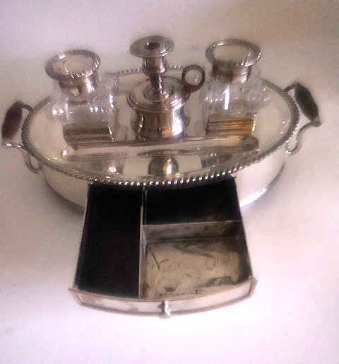 SUPERB RARE-GEORGE III OLD REAL SHEFFIELD PLATE INKSTAND c.1790-1810