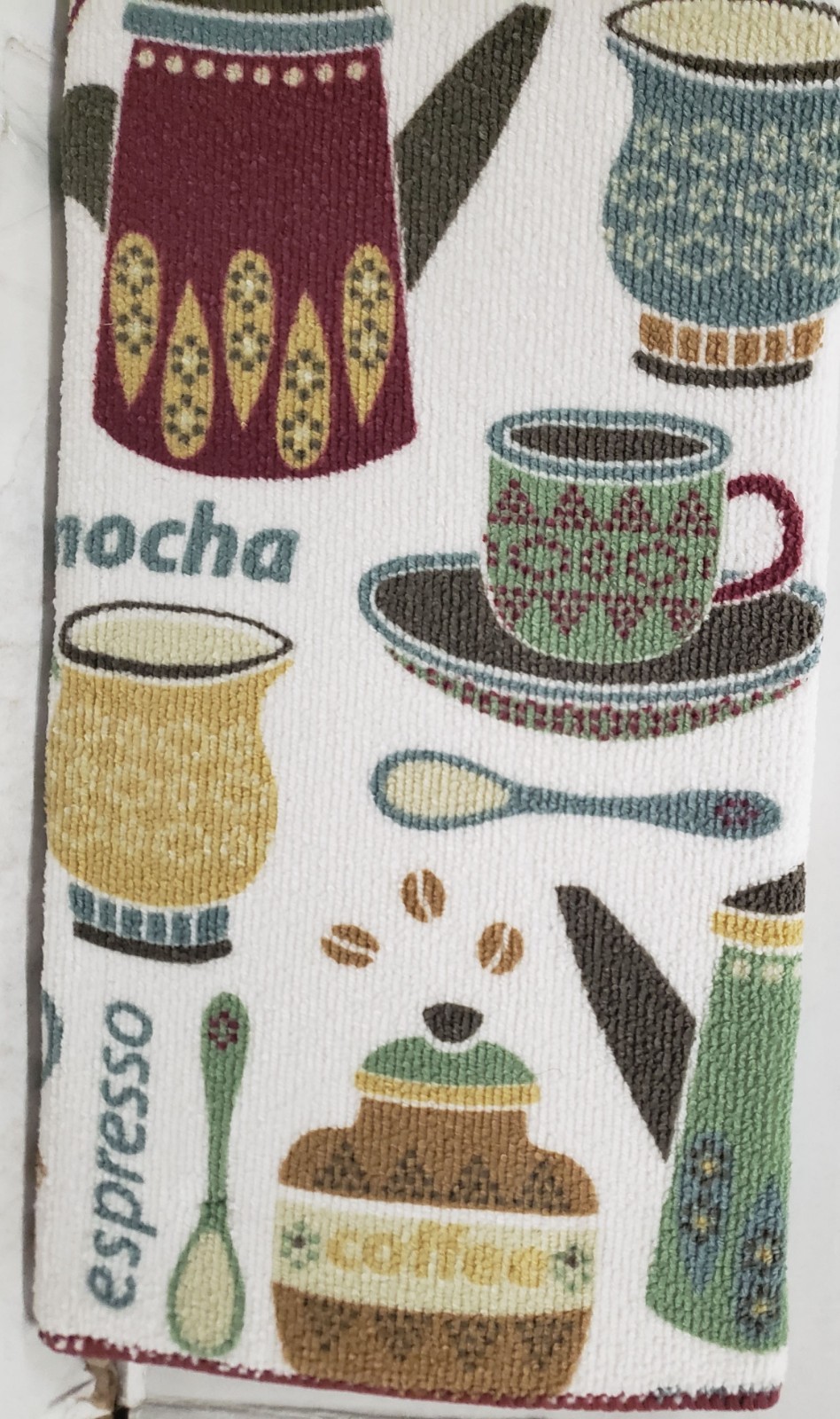 Printed Microfiber Dish Drying Mat (16"x19") COFFEE CUPS, SPOONS & TYPES, FC