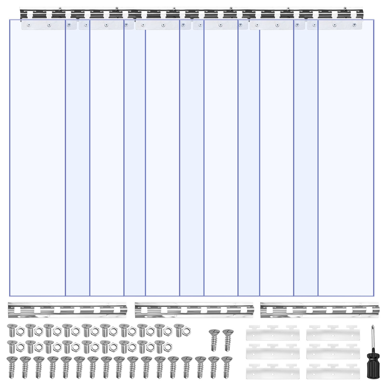 VEVOR 6 PCS PVC Strip Curtain 84 x 36 x 0.08 in Walk in Freezer Curtain
