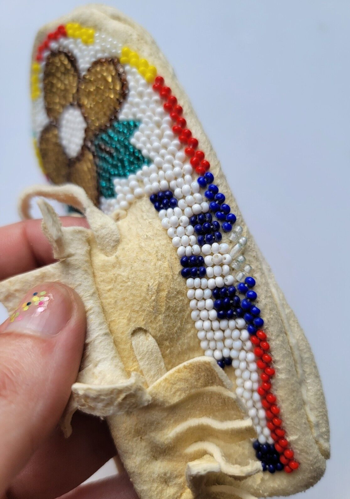 MODERN Beaded Multicolored Indian Floral Child Moccasins Native Beadwork