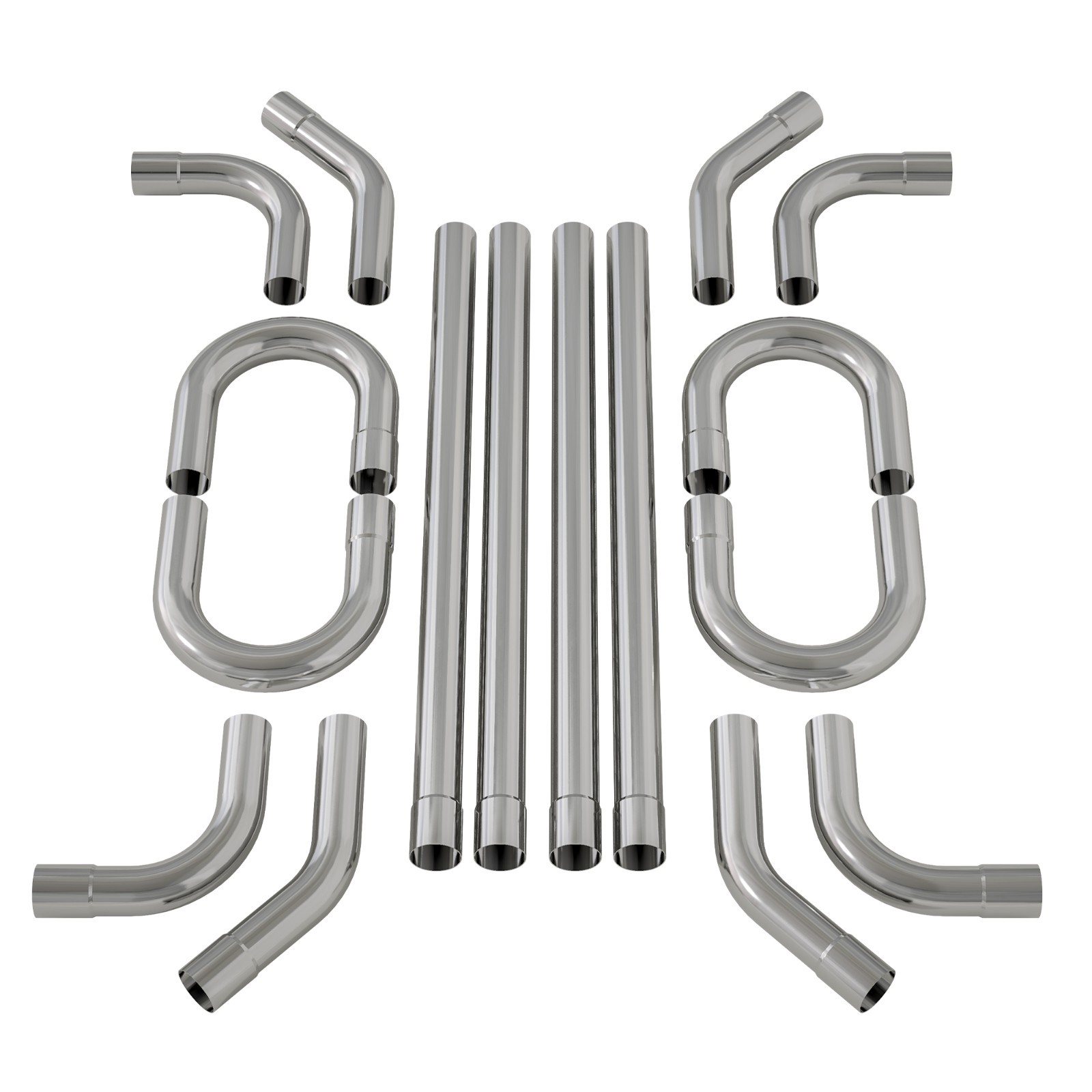 2.5" Custom Exhaust Pipe Kit Tubing Mandrel Bend Straight U 90° Piping 16 PCS
