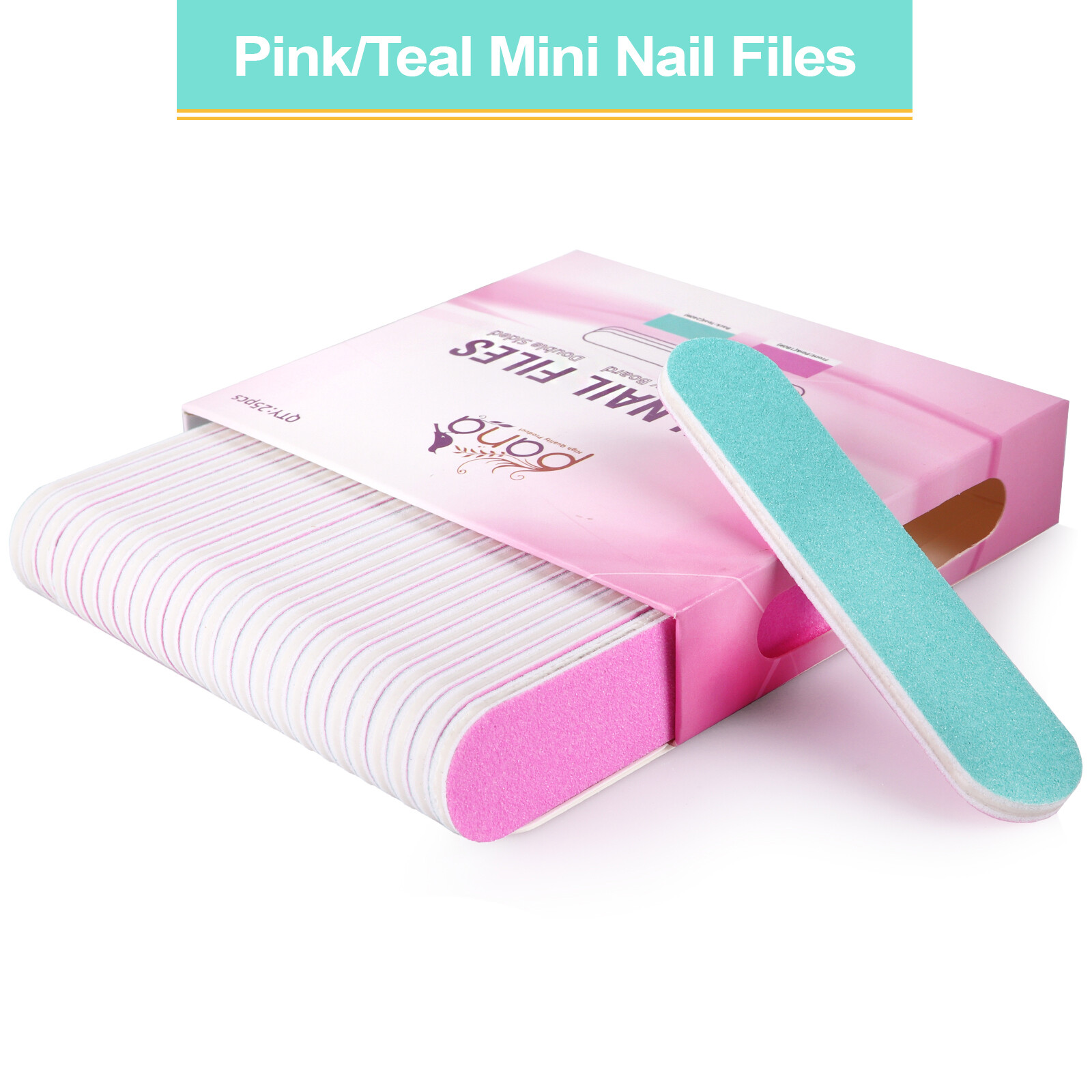 PANA 25pc Double-Sided Emery Board Mini Nail Files for Manicures & Nail Prep