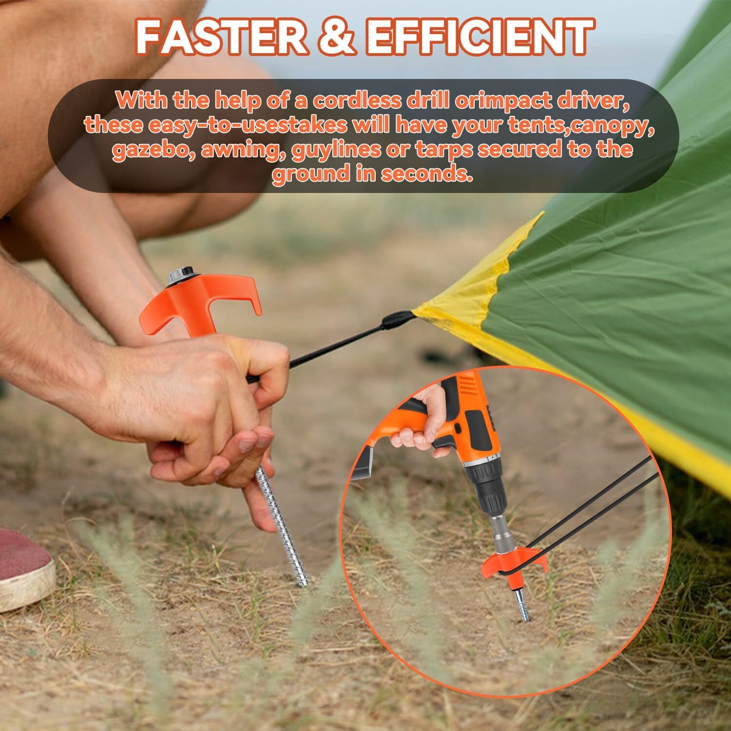 10 Pcs 8 Inch Screw in Tent Stakes Tent Pegs Heavy Duty, Camping Stakes