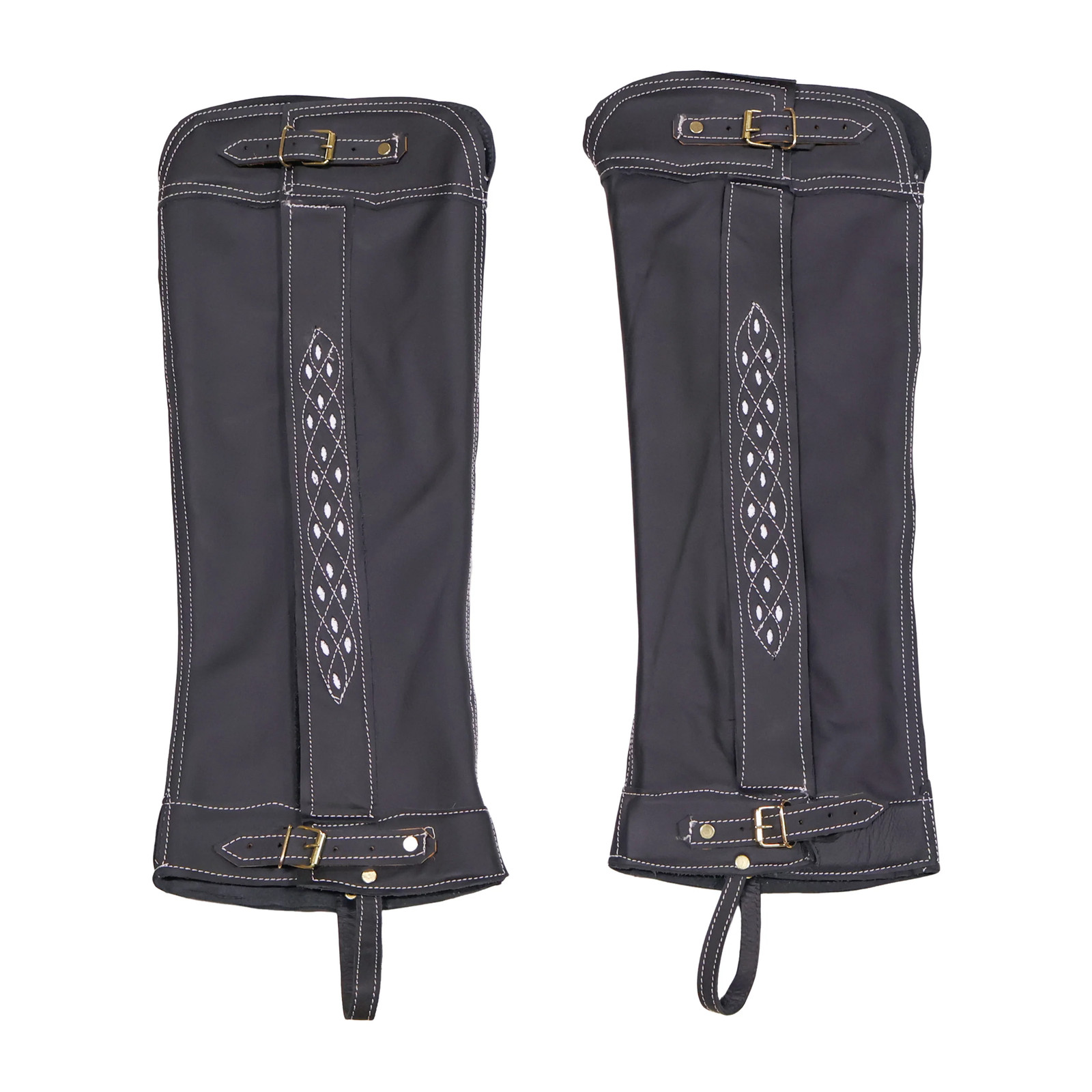 Charro Leather Black Piel Polainas Villistas Charras Chaps