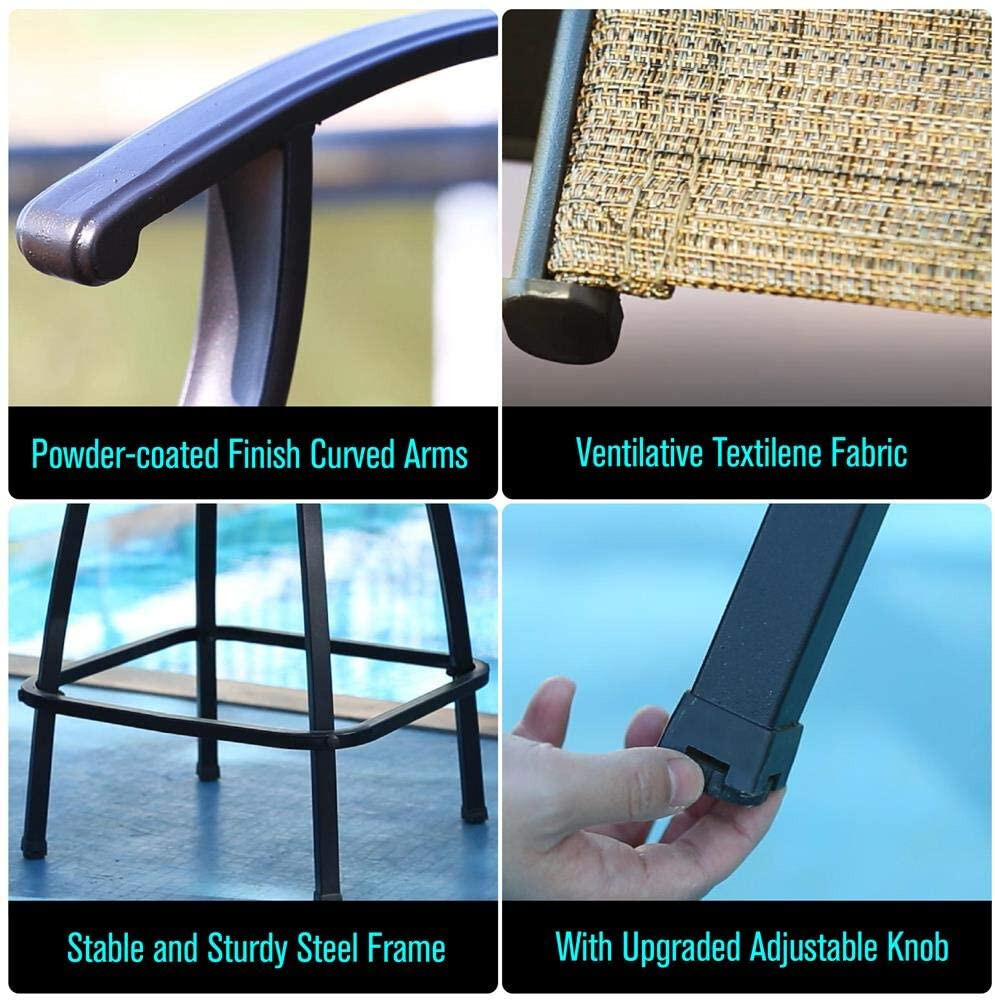 Patio Bar Stools Set of 4 Swivel Barstools Bar Height Chair Outdoor Dining Chair