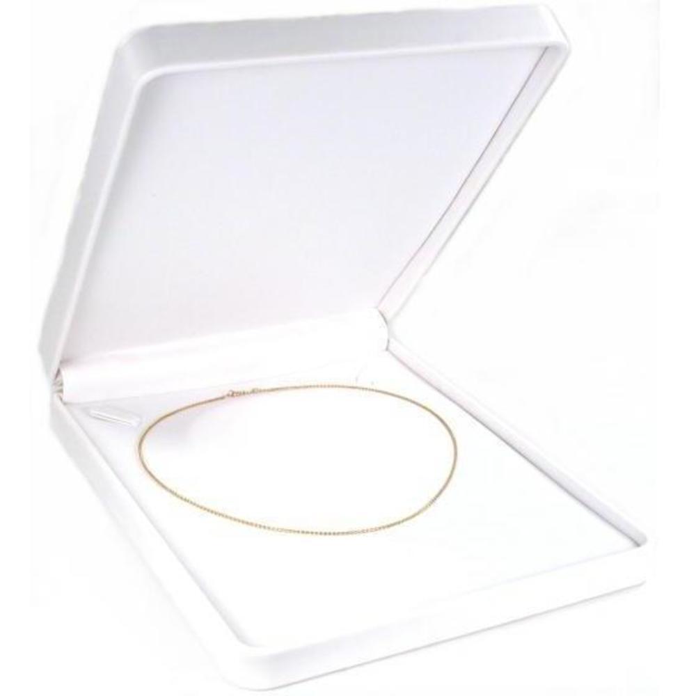 Necklace Gift Box White Faux Leather Jewelry Display 7 1/2"