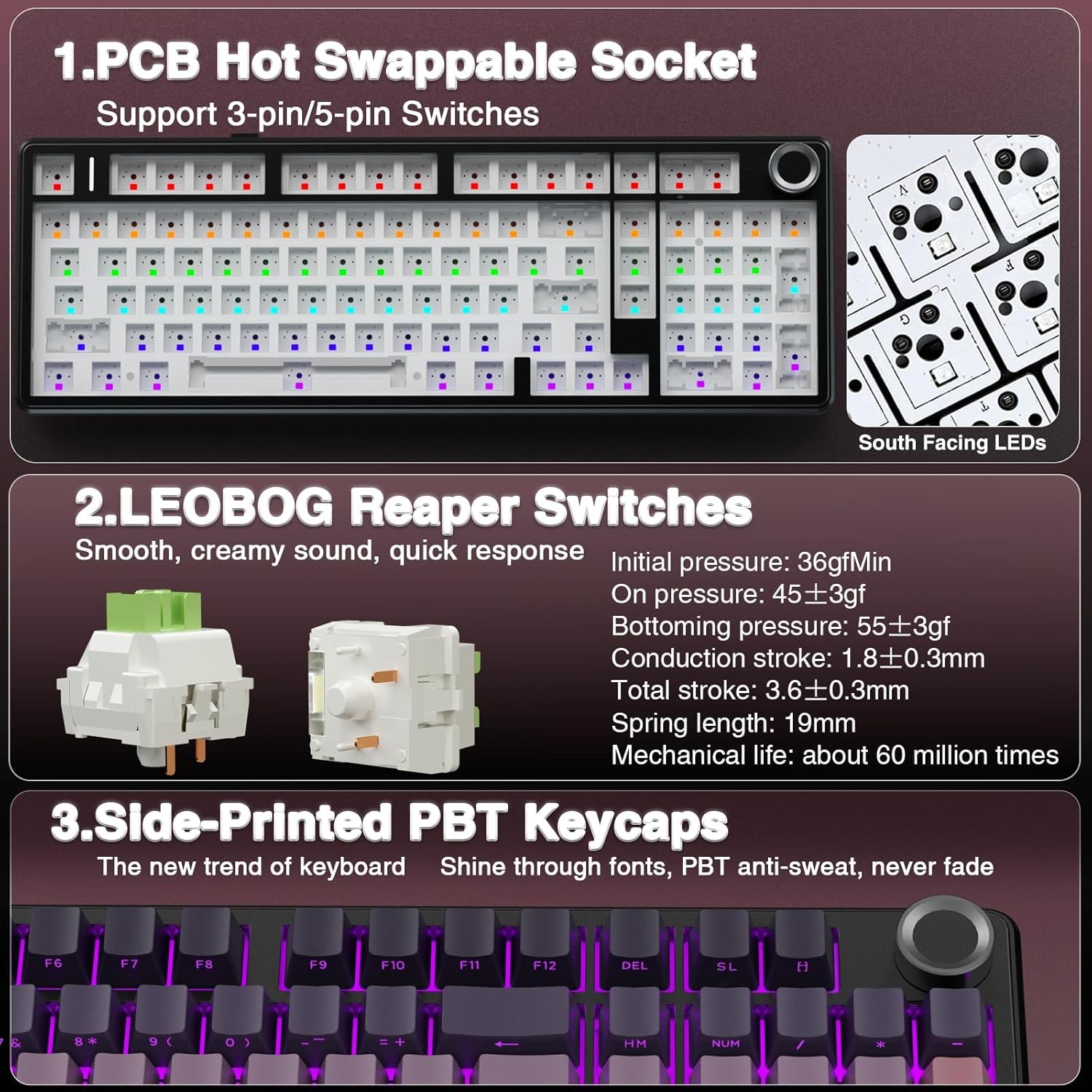 AULA F99/F99 Pro Tri-mode Wireless Mechanical Keyboard RGB Hot Swappable Custom