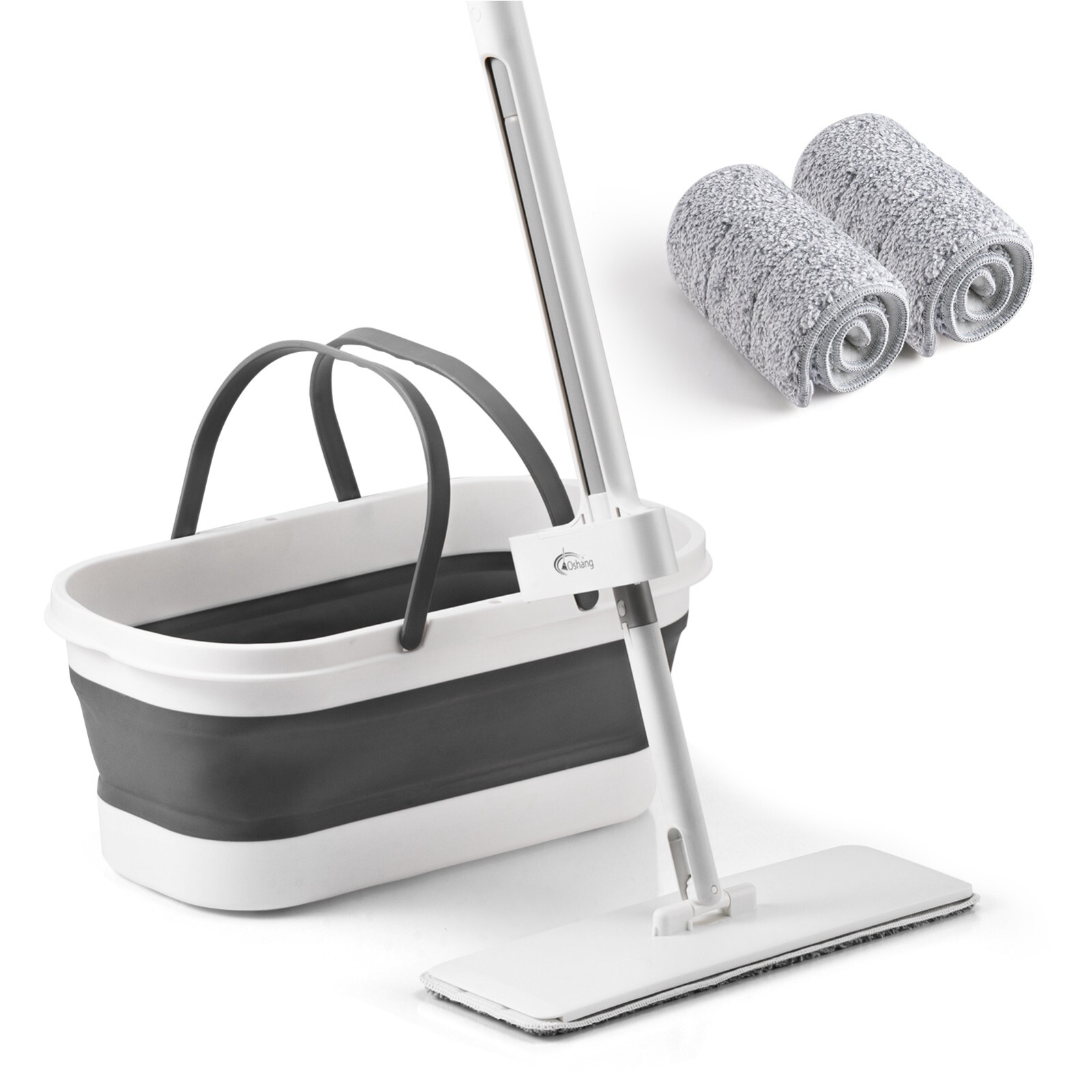 oshang Flat Mop and Foldable Bucket Set.  Mops for Floor Cleaning