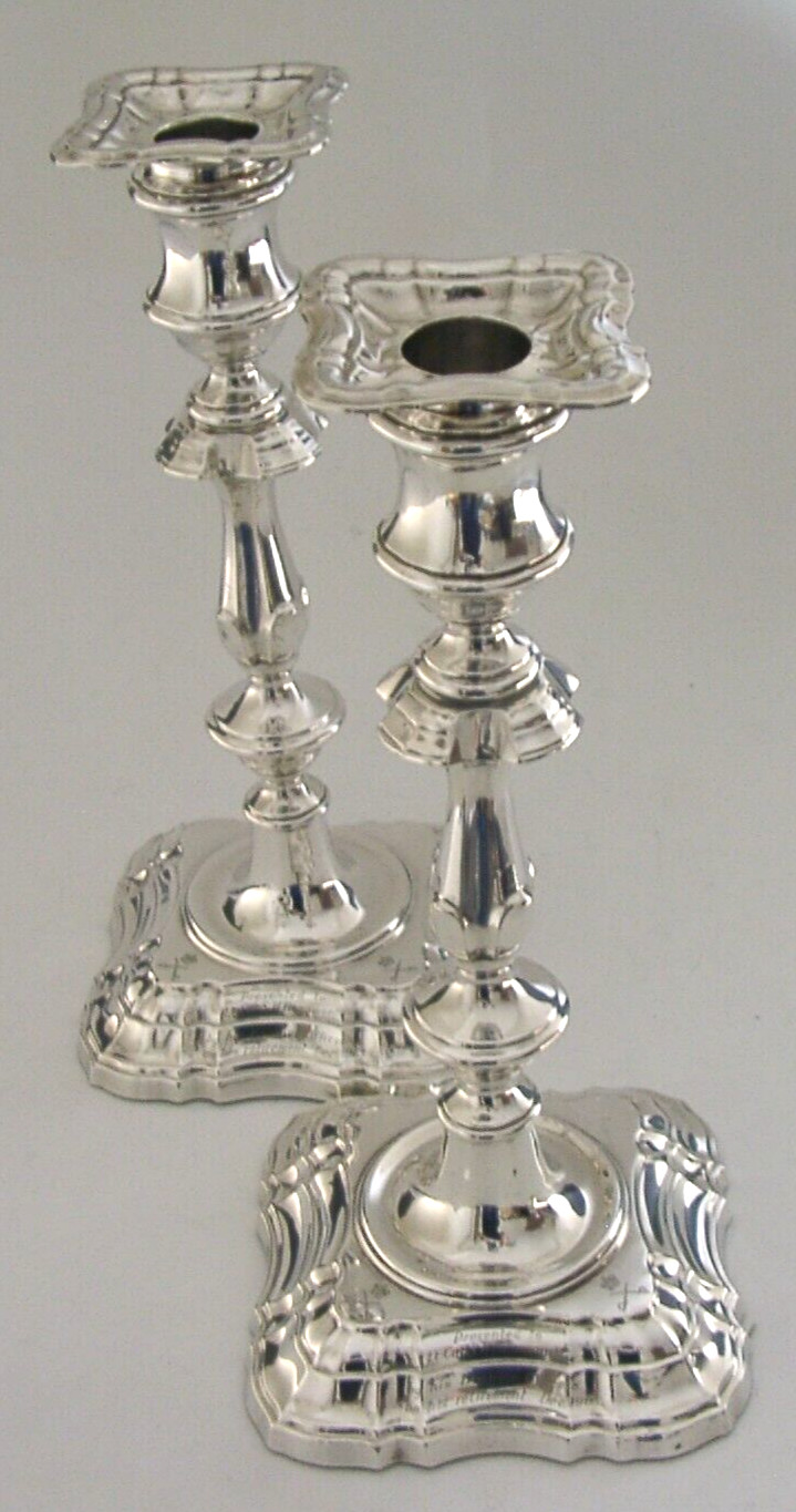 LARGE 9.5 inch ANTIQUE STERLING SILVER MILITARY CANDLESTICKS 1910 APTC 1260g