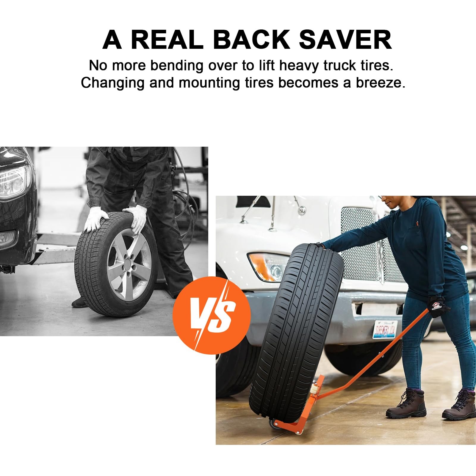 330LBS Tire Wheel Dolly Adjustable Rolling Tire Lift Tire Moving Tool forGarage