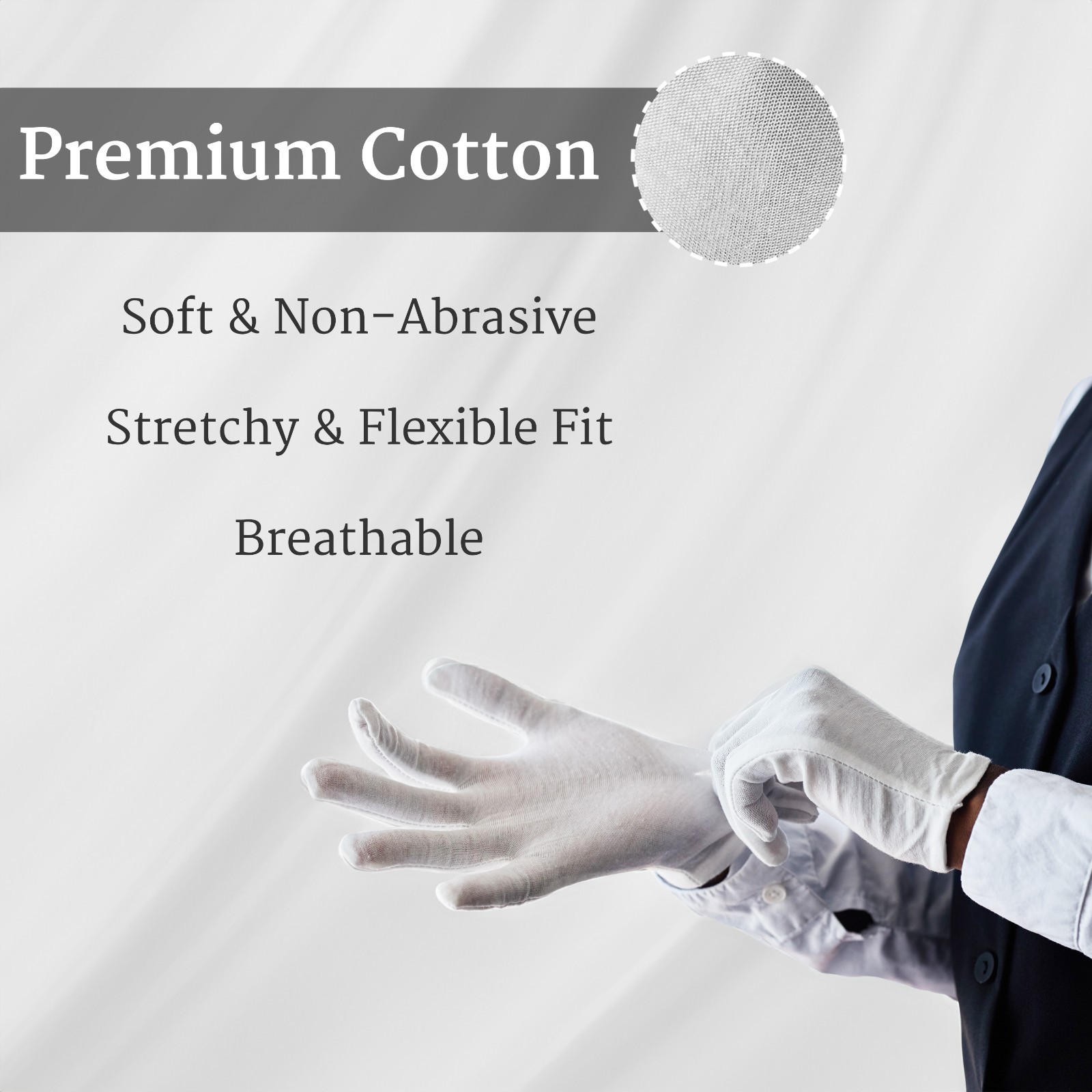 12 Pairs White Cotton Gloves Soft Eczema Moving Sensitive Dry Hands Bulk Pack