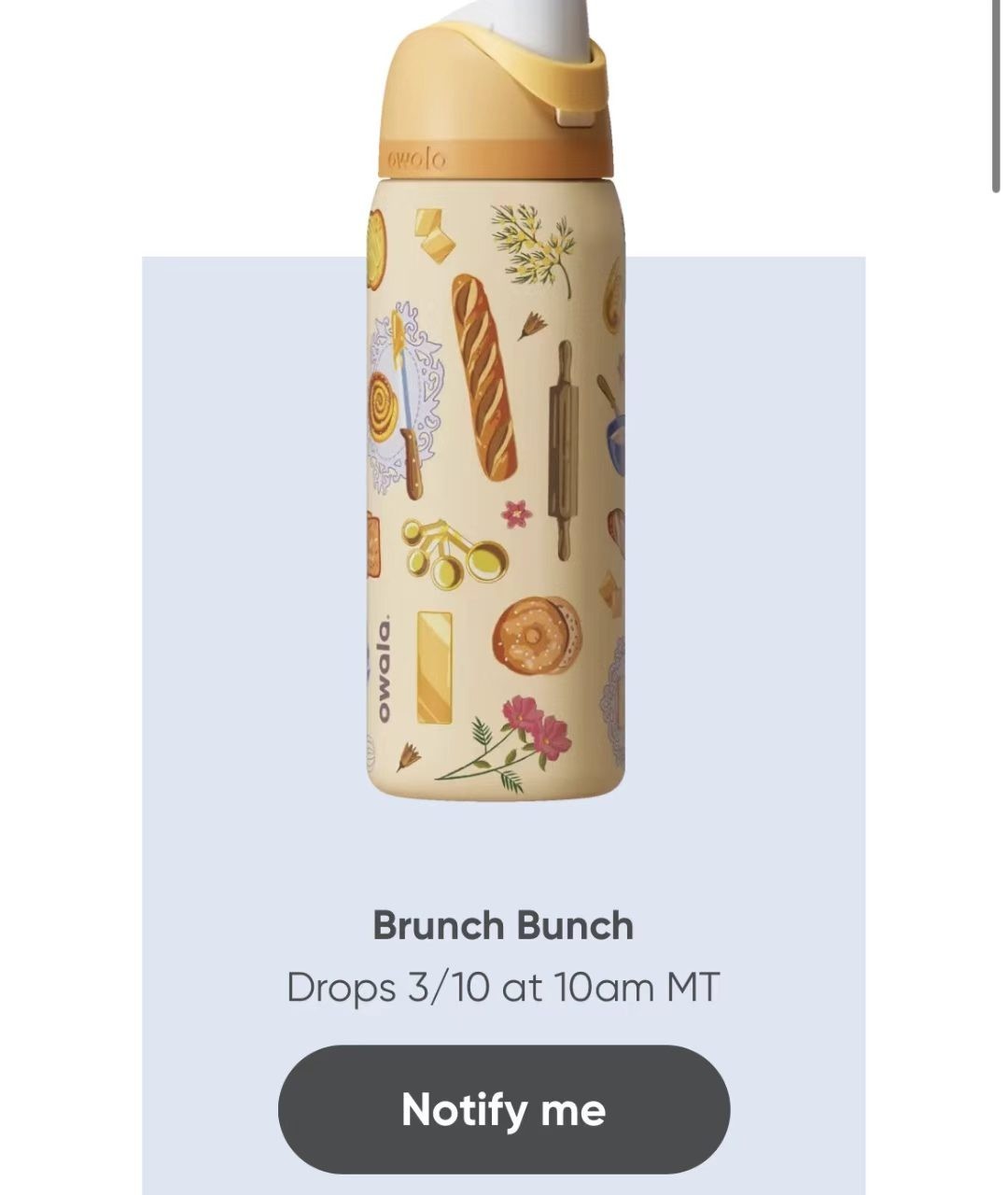 Owala Brunch Bunch FreeSip Water Bottle 32oz YELLOW color Limited Edition