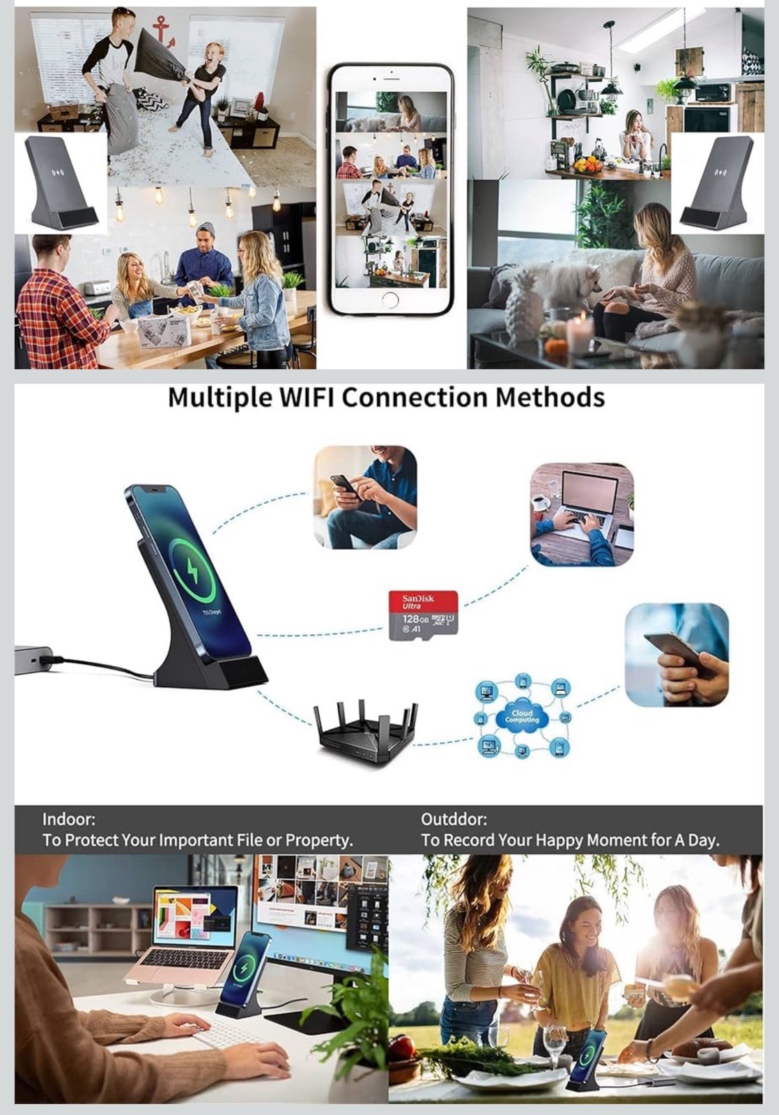 Camara Espia Oculta Reloj Despertador Seguridad 1080P Detector Movimiento NUEVO